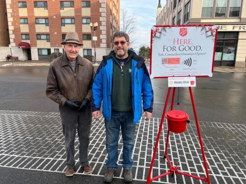 2021 Salvation Army Red Kettle Campaign - Walt Gage and son.